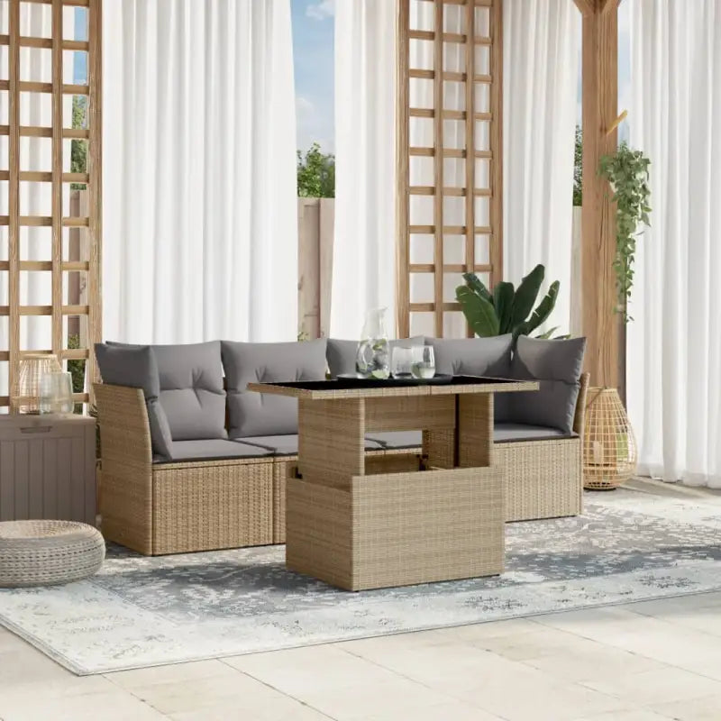 Tuinsets met beige materiaal en gepoedercoat staal afmetingen - Beige en grijs / zonder opbergruimte - Tuinsets