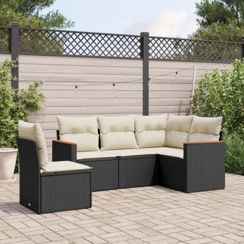Tuinsets met beige materiaal en gepoedercoat staal voor buitenplezier - Zwart en crème / Zonder tafel - Tuinsets