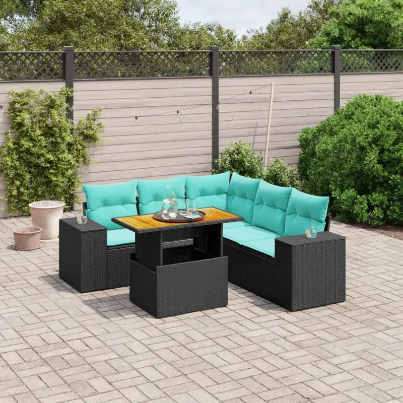 Tuinsets met grijs materiaal en gepoedercoat staal voor buitenplezier - Zwart / hoek + Tafel + 2x midden - Tuinsets