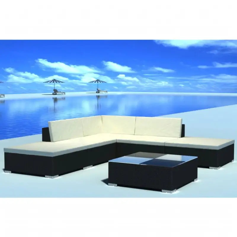 Tuinsets met levering bevat rattan lounge set voor alle seizoenen - Zwart - Tuinsets