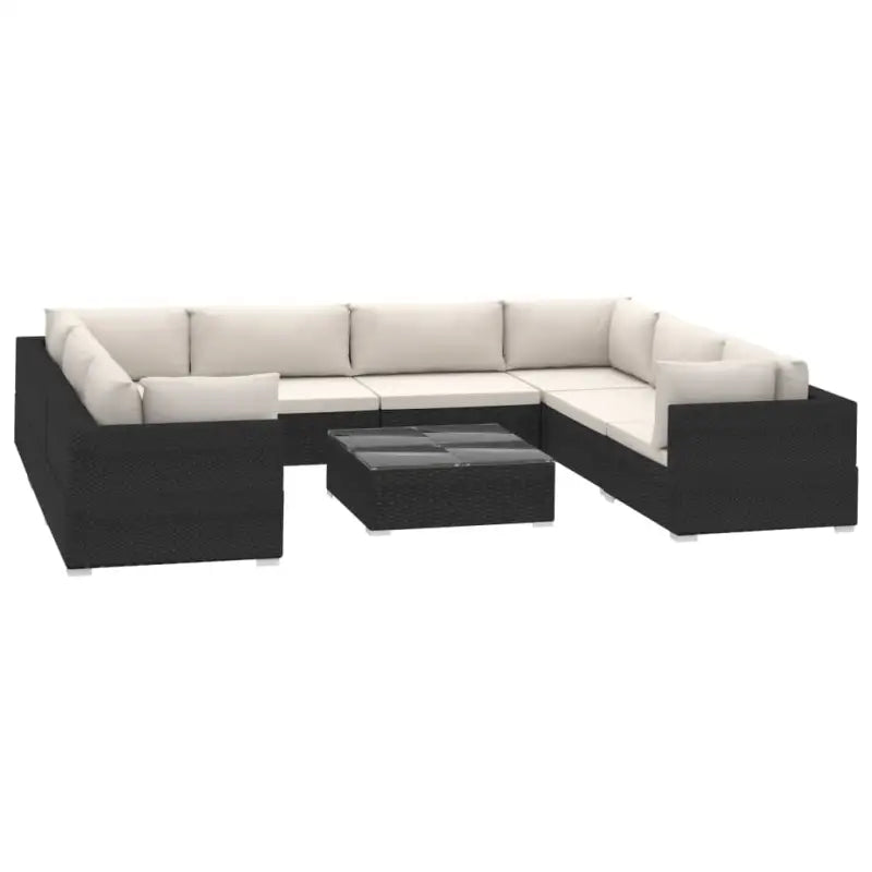 Tuinsets met levering bevat stijlvolle rattan loungeset voor het hele jaar - Zwart en crème - Tuinsets