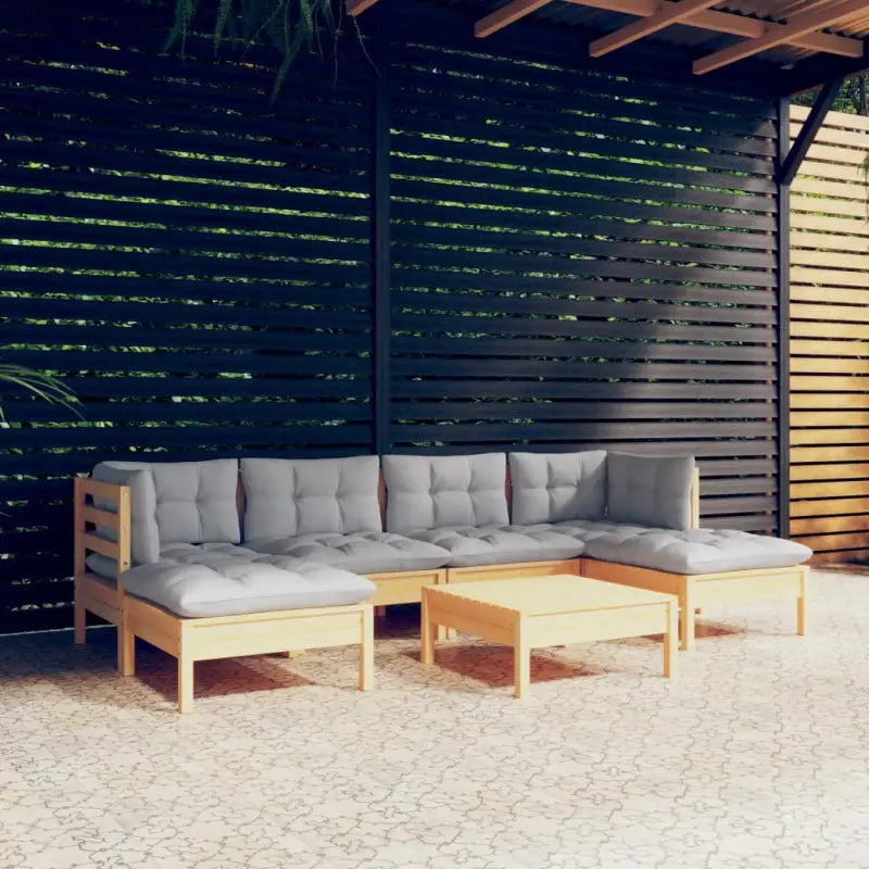 Tuinsets met massief grenenhout en comfortabele rugzijkussen - Bruin en grijs - Tuinsets