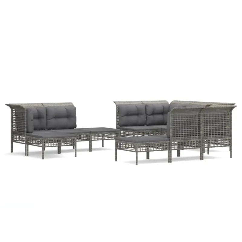 Tuinsets met poly rattan en breedte zitting voor comfortabele buitenruimte - 4x hoek + 4x midden + 3x voetensteun