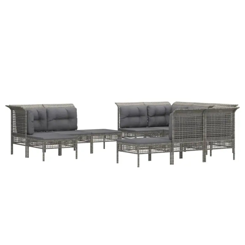 Tuinsets met poly rattan en breedte zitting voor comfortabele buitenruimte - 4x hoek + 4x midden + 3x voetensteun