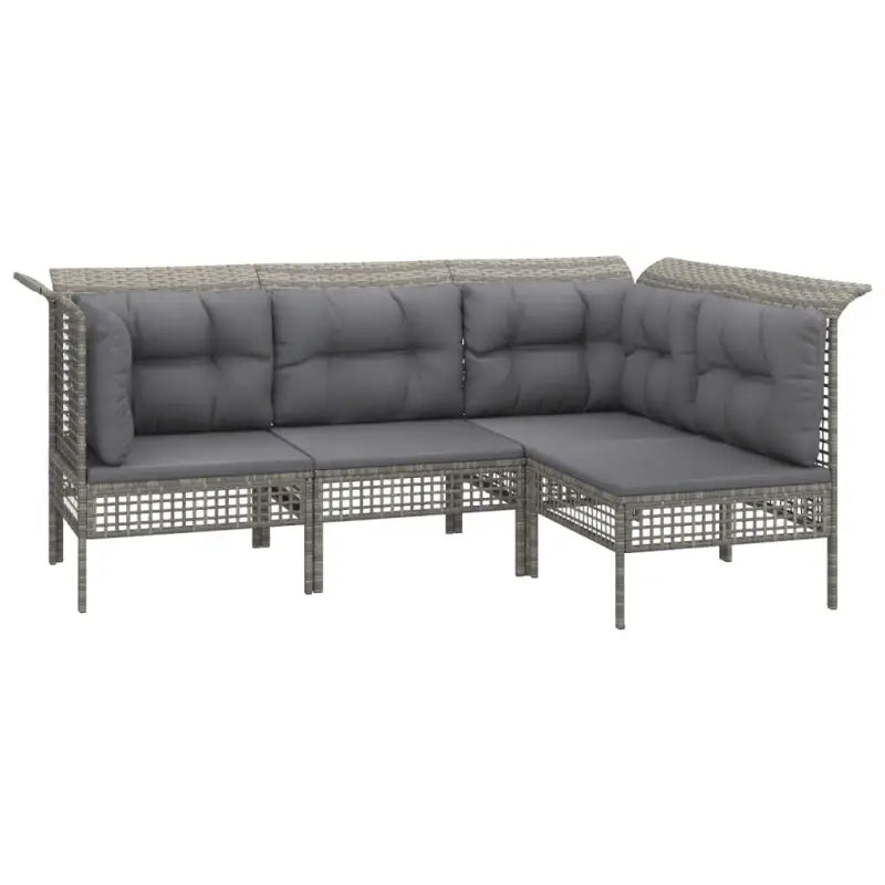 Tuinsets met poly rattan en breedte zitting voor comfortabele buitenruimte - 4x hoek + 4x midden + 3x voetensteun