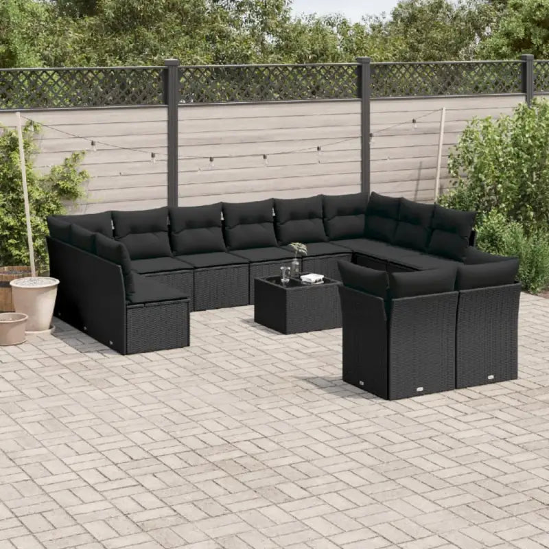 Tuinsets met poly rattan en comfortabele zitervaring in gepoedercoat staal - Zwart / Met tafel - Tuinsets
