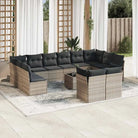 Tuinsets met poly rattan en comfortabele zitervaring in gepoedercoat staal - Lichtgrijs / Met tafel - Tuinsets