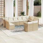 Tuinsets met poly rattan en comfortabele zitervaring in gepoedercoat staal - beige en crèmekleurig / Zonder tafel