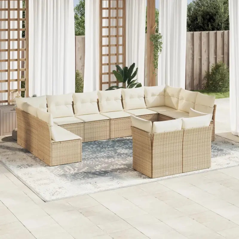 Tuinsets met poly rattan en comfortabele zitervaring in gepoedercoat staal - beige en crèmekleurig / Zonder tafel
