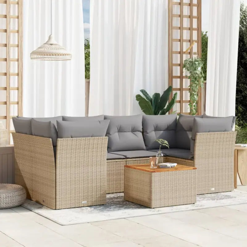 Tuinsets met poly rattan en gepoedercoat staal voor buitenplezier - Beige en grijs - Tuinsets