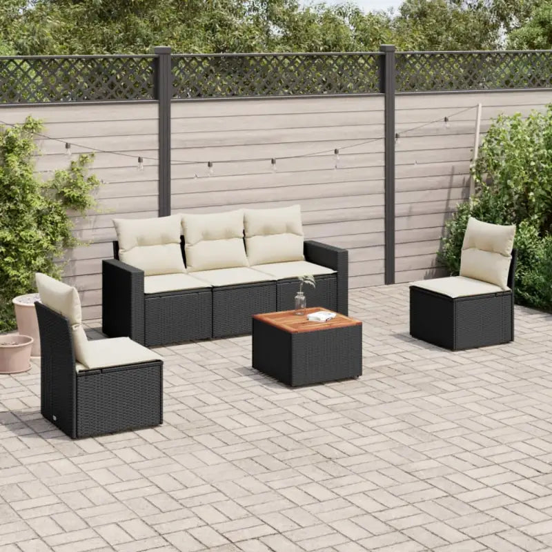Tuinsets met poly rattan en gepoedercoat staal voor buitenplezier - Zwart en crème - Tuinsets