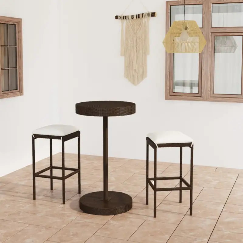 Tuinsets met stabiele bartafel en stalen frame voor buiten gebruik - Bruin / Ja - Tuinsets