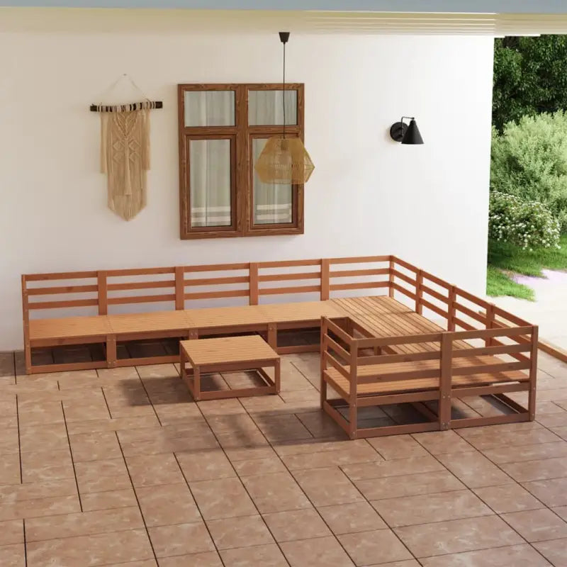 Tuinsets met tafel en voetenbank voor ontspannen buitenplezier - Honingbruin / Nee - Tuinsets