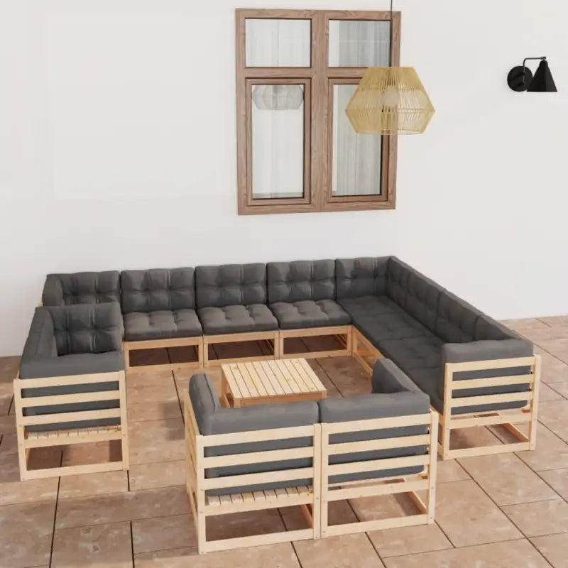 Tuinsets met tafel en voetenbank voor ontspannen buitenplezier - Naturel / Ja - Tuinsets