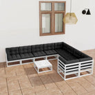 Tuinsets met tafel en voetenbank voor ontspannen buitenplezier - Wit / Ja - Tuinsets