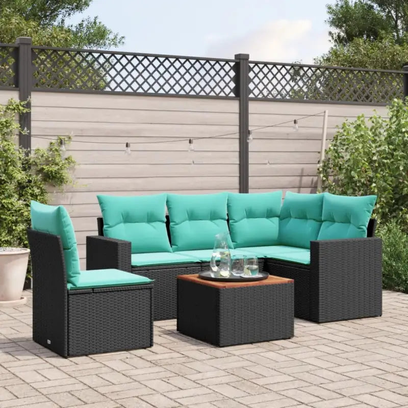 Tuinsets met zwart gepoedercoat staal voor comfortabele buitenruimte - Zwart / Tafel + hoek + 2x midden - Tuinsets
