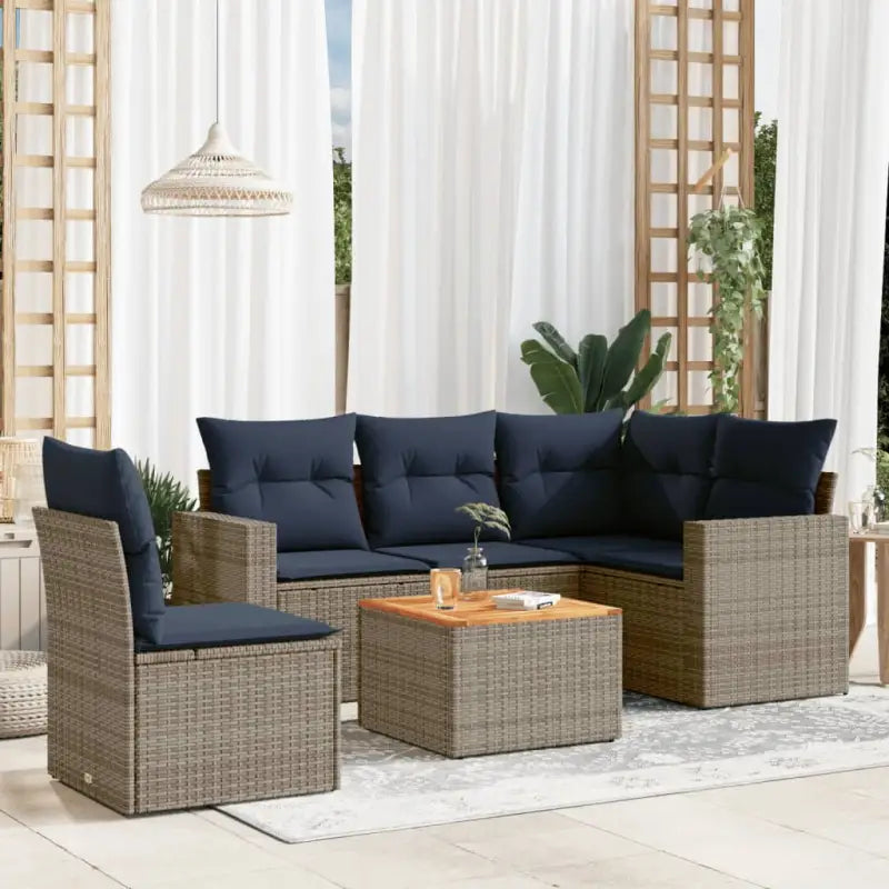 Tuinsets met zwart gepoedercoat staal voor comfortabele buitenruimte - Grijs / Tafel + hoek + 2x midden - Tuinsets