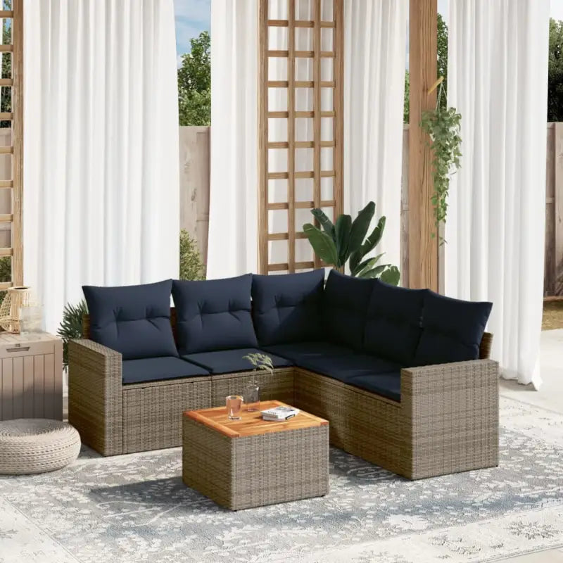 Tuinsets met zwart gepoedercoat staal voor comfortabele buitenruimte - Grijs / 2x middle + table + 1x corner - Tuinsets