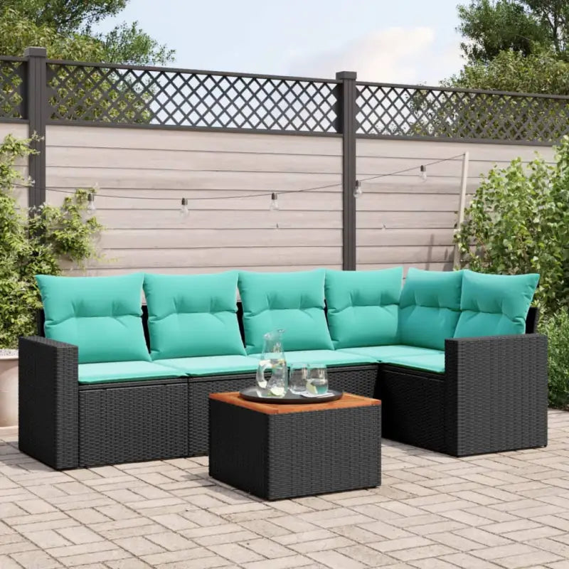 Tuinsets met zwart gepoedercoat staal voor comfortabele buitenruimte - Zwart / hoek + Tafel + 2x midden - Tuinsets