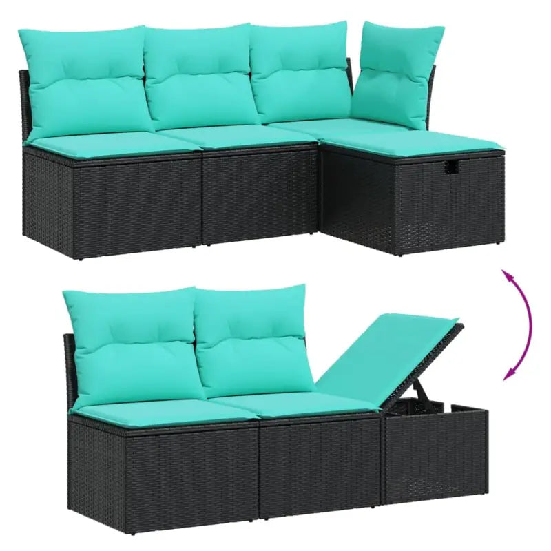 Tuinsets met zwart materiaal en gepoedercoat staal afmetingen - Tuinsets