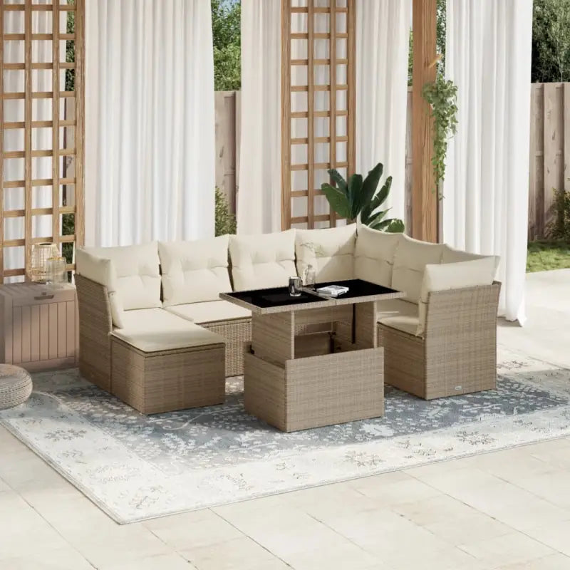 Tuinsets met zwart materiaal en gepoedercoat staal for een stijlvolle buitenruimte - beige en crèmekleurig / Met tafel