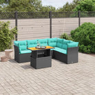 Tuinsets met zwart materiaal en gepoedercoat staal voor buitenplezier - Zwart / 3x midden + 3x hoek + Tafel - Tuinsets