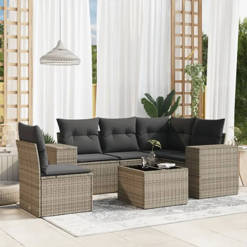 Tuinsets met zwart materiaal en gepoedercoat staal voor comfortabel buiten Gebruik - Grijs / Met tafel - Tuinsets