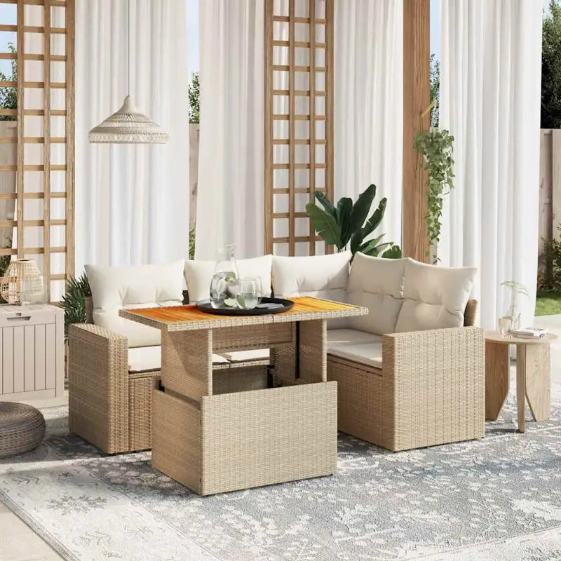 Tuinsets met zwart materiaal en gepoedercoat staal voor comfortabele buitenruimte - beige en crèmekleurig / zonder