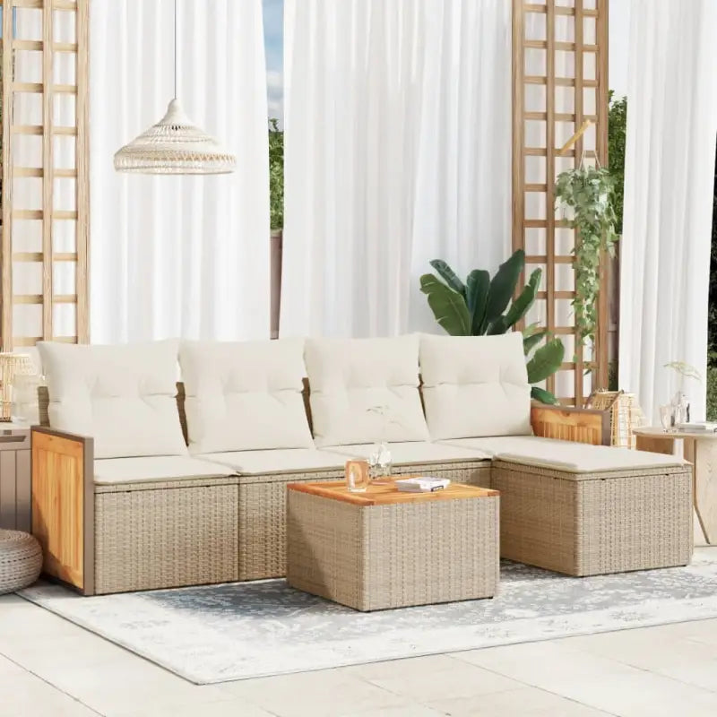Tuinsets met zwart materiaal en waterdichte zak voor buitenplezier - beige en crèmekleurig / Met tafel - Tuinsets