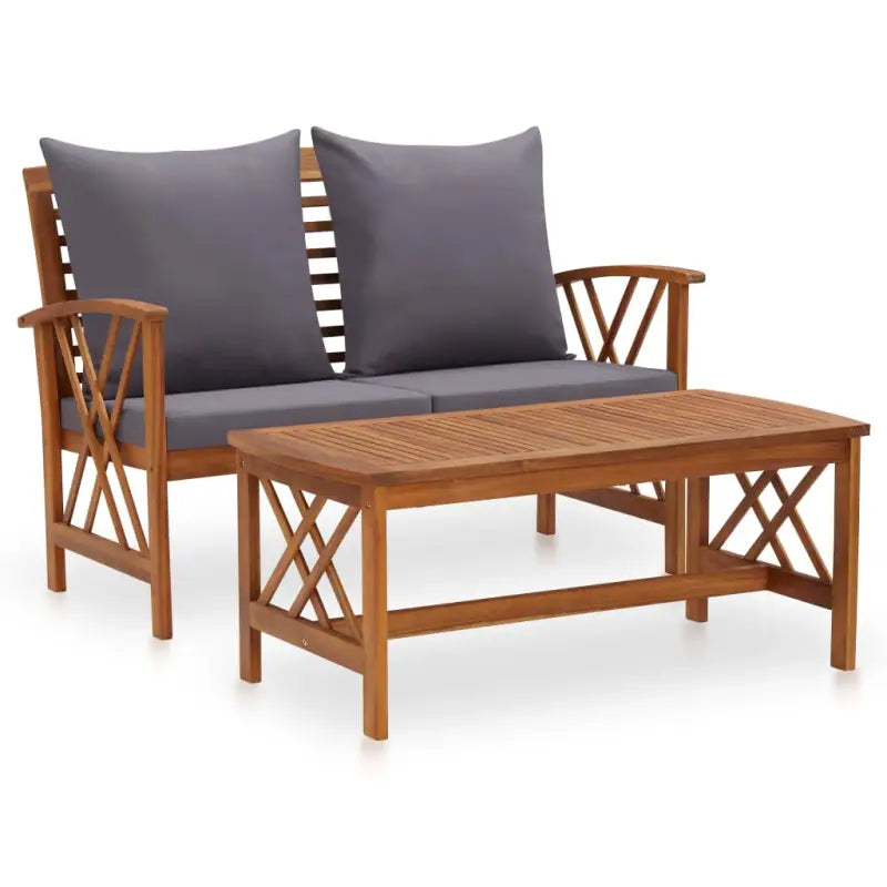 Tuinsets van massief acaciahout met vintage uitstraling - Bruin en grijs - Tuinsets