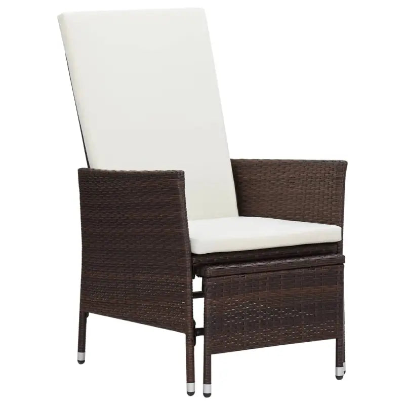 Tuinstoel met ingebouwde voetensteun in stijlvol Poly Rattan - Bruin / 1 - Tuinstoelen