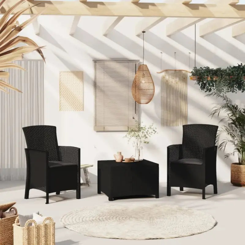 Tuinstoel met kussen in rattan-look voor comfortabel buiten zitten - Grafiet / 2 - Tuinstoelen