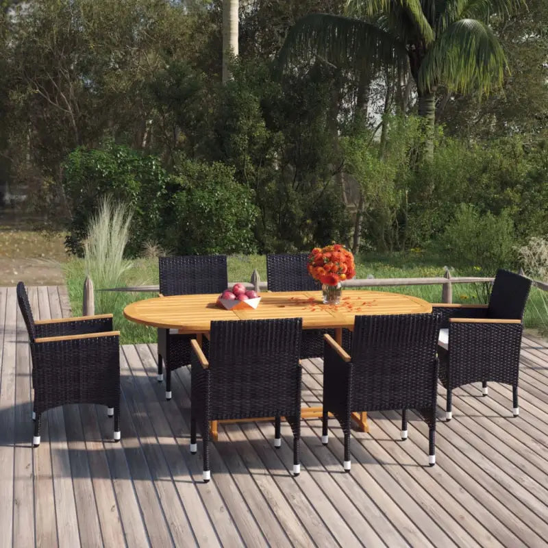 Tuinstoel Set met Massief Acaciahout voor een stijlvol buitenruimte - Zwart - Tuinsets