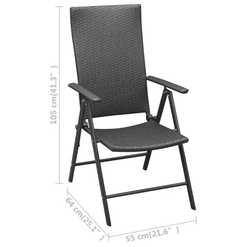 Tuinstoel van PE-rattan met zwart gepoedercoat aluminium afmetingen - Tuinsets
