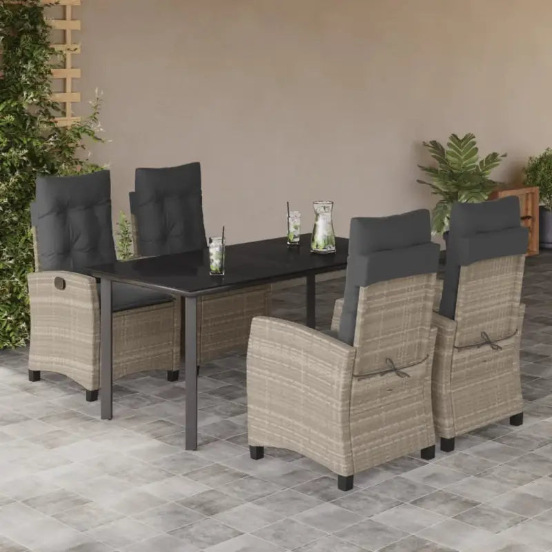 Tuinstoelen en tafel met poly rattan en gemakkelijk schoon glas - 160 cm tafellengte / Zonder voetensteun - Tuinsets