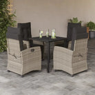 Tuinstoelen en tafel met poly rattan en gemakkelijk schoon glas - 80 cm tafellengte / Met voetensteun - Tuinsets