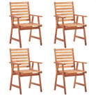 Tuinstoelen in massief acaciahout voor buiten eten - Bruin / 4 - Tuinstoelen