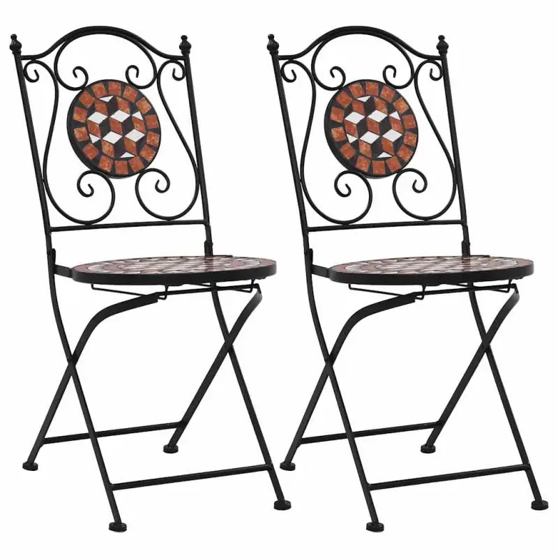 Tuinstoelen met gepoedercoat ijzeren frame voor tuin en balkon - Bruin / 2 - Tuinstoelen
