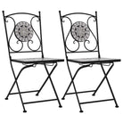 Tuinstoelen met gepoedercoat ijzeren frame voor tuin en balkon - Grijs / 2 - Tuinstoelen