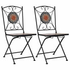 Tuinstoelen met gepoedercoat ijzeren frame voor tuin en balkon - Oranje en grijs / 2 - Tuinstoelen