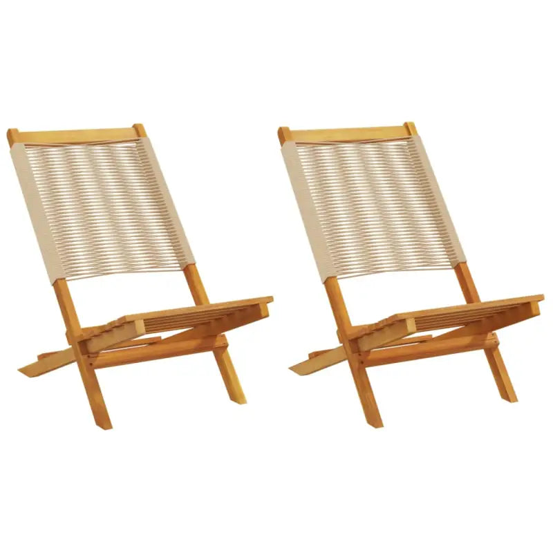Tuinstoelen met massief acaciahout en gekantelde rugleuning - Beige / 2 - Tuinstoelen