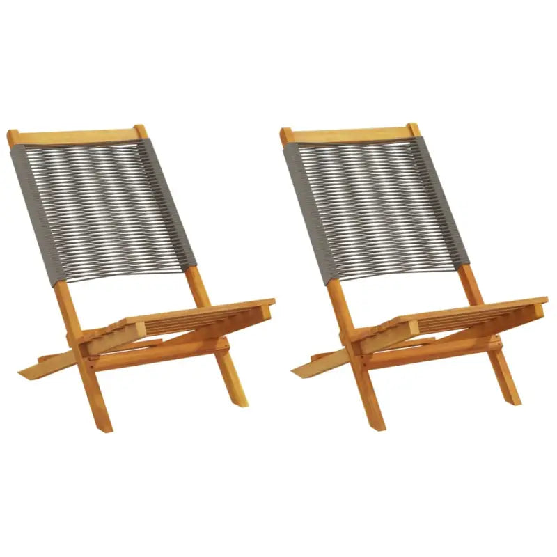 Tuinstoelen met massief acaciahout en gekantelde rugleuning - Grijs / 2 - Tuinstoelen
