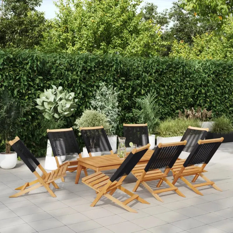 Tuinstoelen met massief acaciahout en gekantelde rugleuning - Zwart / 8 - Tuinstoelen