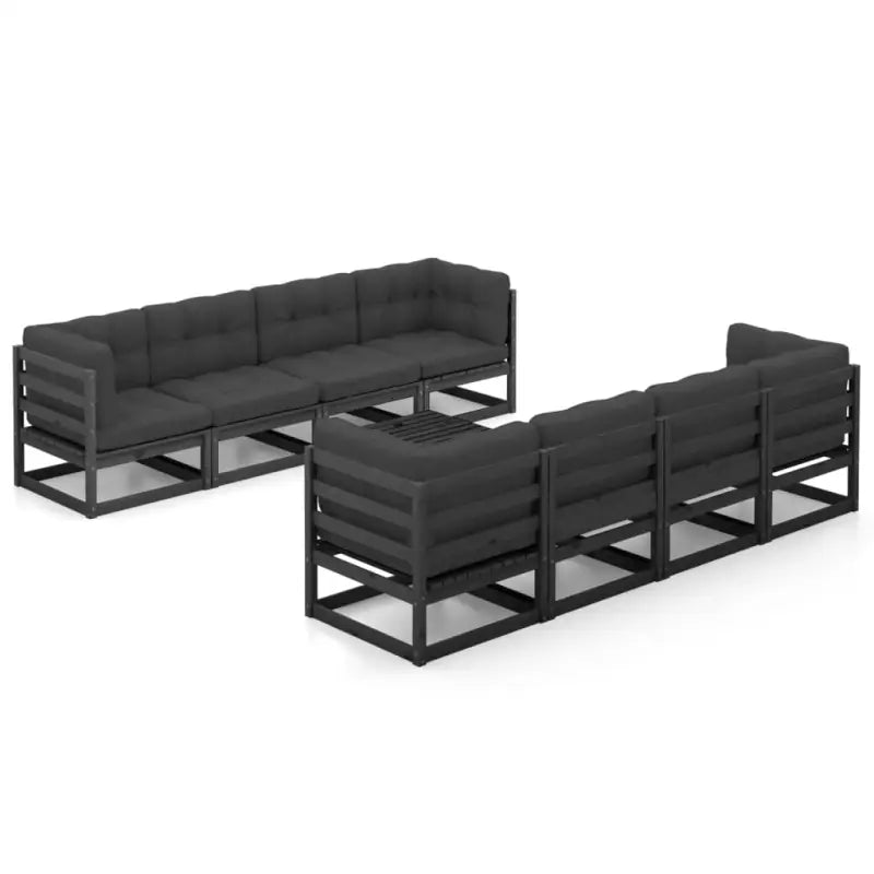 Tuinstoelen met massief grenenhout en comfortabele rug- en zijkussens - Zwart / Ja - Tuinsets