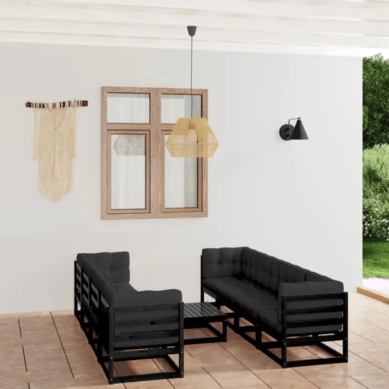 Tuinstoelen met massief grenenhout en comfortabele rug- en zijkussens - Zwart / Ja - Tuinsets