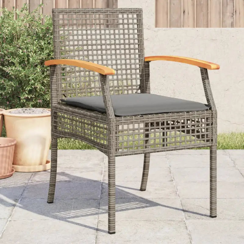 Tuinstoelen met poly rattan en comfortabele zitervaring - grijs en bruin en donkergrijs / 4 - Tuinstoelen