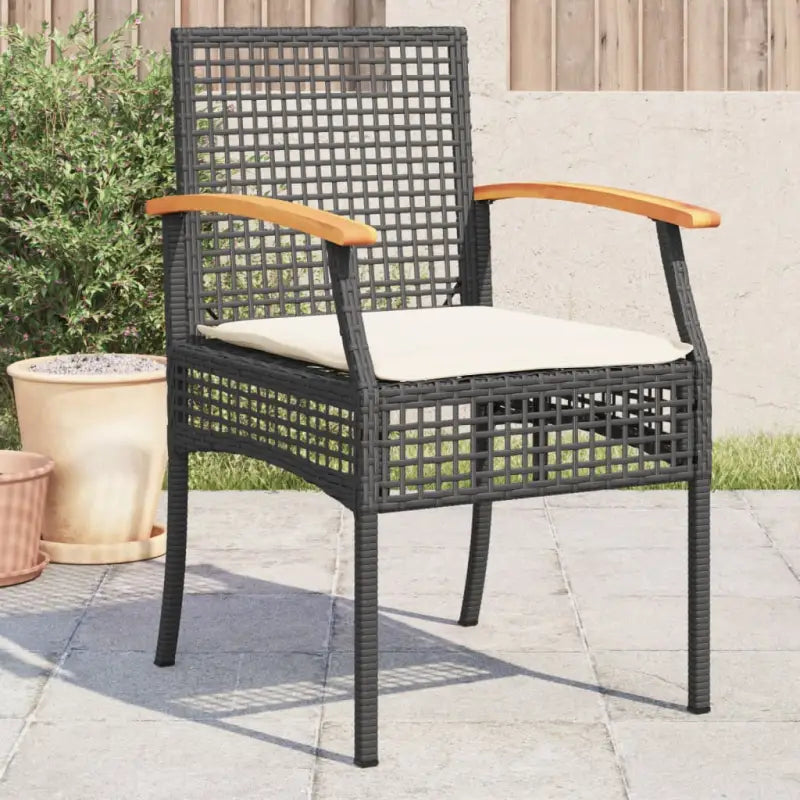Tuinstoelen met poly rattan en comfortabele zitervaring - zwart en bruin en crèmekleurig / 4 - Tuinstoelen