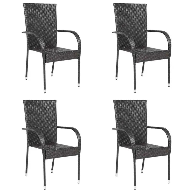 Tuinstoelen met poly rattan en gepoedercoat stalen frame voor outdoor gebruik - Bruin / 4 - Tuinstoelen