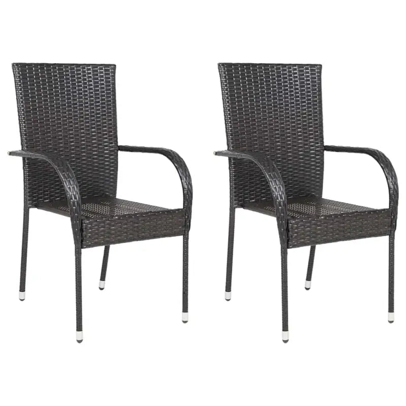 Tuinstoelen met poly rattan en gepoedercoat stalen frame voor outdoor gebruik - Bruin / 2 - Tuinstoelen