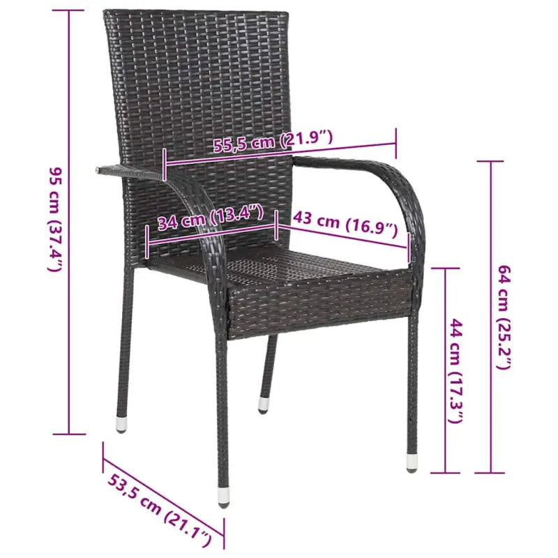 Tuinstoelen met poly rattan en gepoedercoat stalen frame voor outdoor gebruik - Tuinstoelen